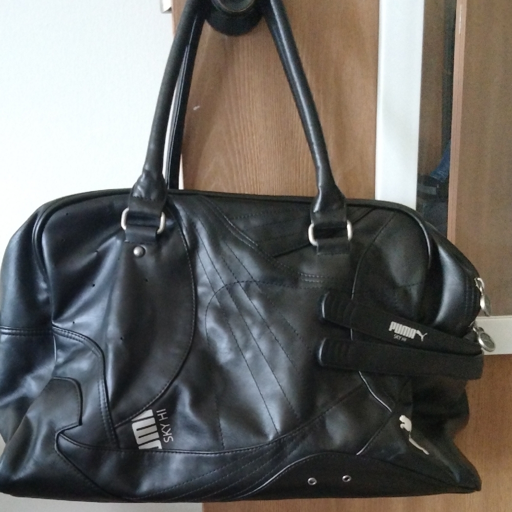 Puma Black Leather Travel Bag